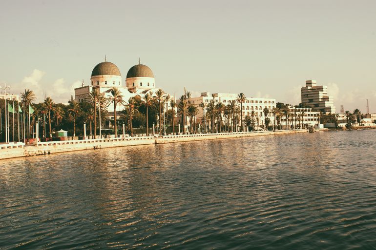 Benghazi waterfront, against the background of a mosque roof