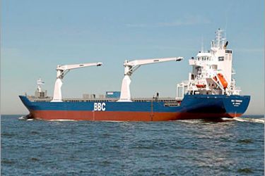 epa01462695 The undated handout released by shipowning company Beluga displays the comapny mulitpurpose heavy lift cargo ship 'BBC Trinidad'. On enquiry, 'Beluga' confirms