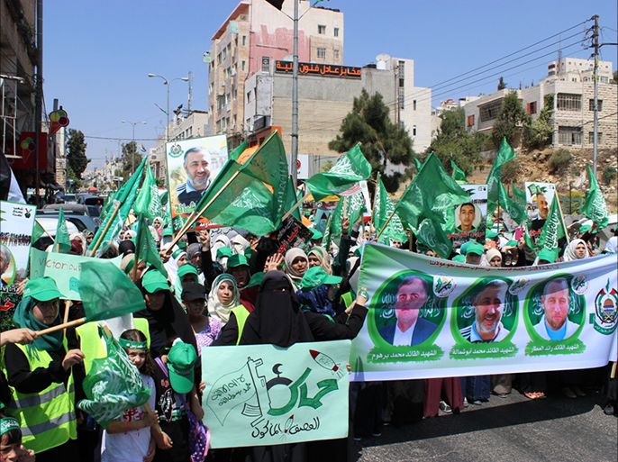مسيرة دعت لها حركة حماس في مدينة الخليل، جنوب الضفة الغربية