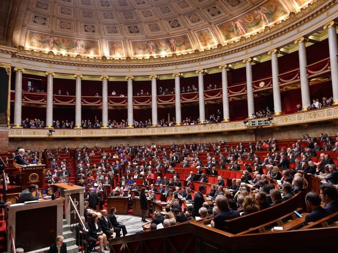 PARIS, FRANCE - DECEMBER 02: French lawmakers have voted in favor of a resolution calling on the French government to recognize the state of Palestine at French National Assembly building (Assemblée Nationale) in Paris, France on December 02, 2014. A general view from the session.