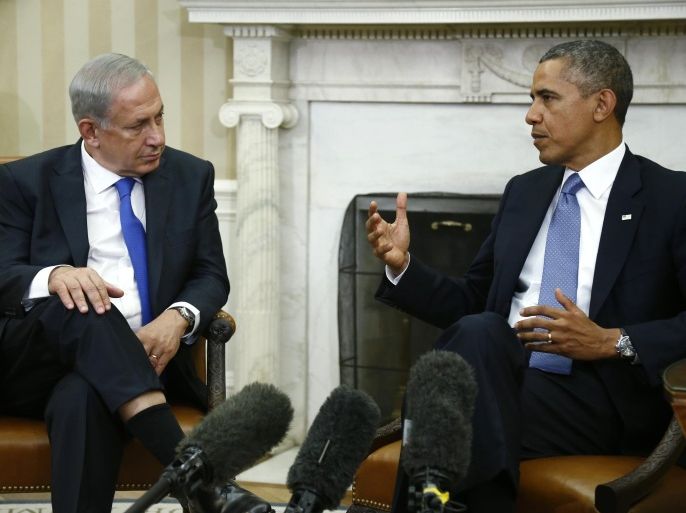 FILE - This Sept. 30, 2013 file photo shows President Barack Obama meeting with Israeli Prime Minister Benjamin Netanyahu in the Oval Office of the White House in Washington. Netanyahu plans to visit President Barack Obama next month amid tension between the allies on diplomatic matters. The White House announced the March 3 visit on Wednesday and said the two leaders would discuss Mideast peace efforts, Iran's nuclear program and other regional issues. (AP Photo/Charles Dharapak, File)