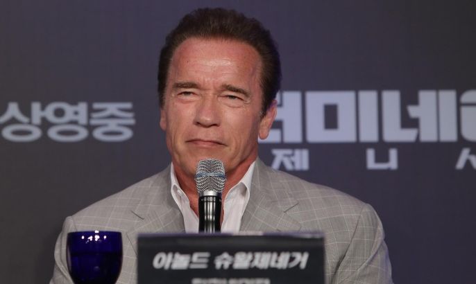 SEOUL, SOUTH KOREA - JULY 02:  Arnold Schwarzenegger attends the Seoul Press Conference of 'Terminator Genisys' at the Ritz Carlton Hotel on July 2, 2015 in Seoul, South Korea.