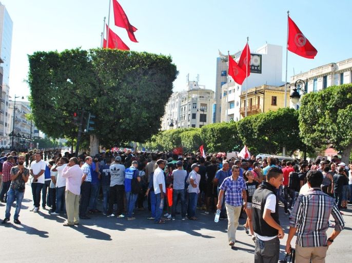 جانب من الاحتجاجات - شارع الحبيب بورقيبة-العاصمة تونس-سبتمبر 2015