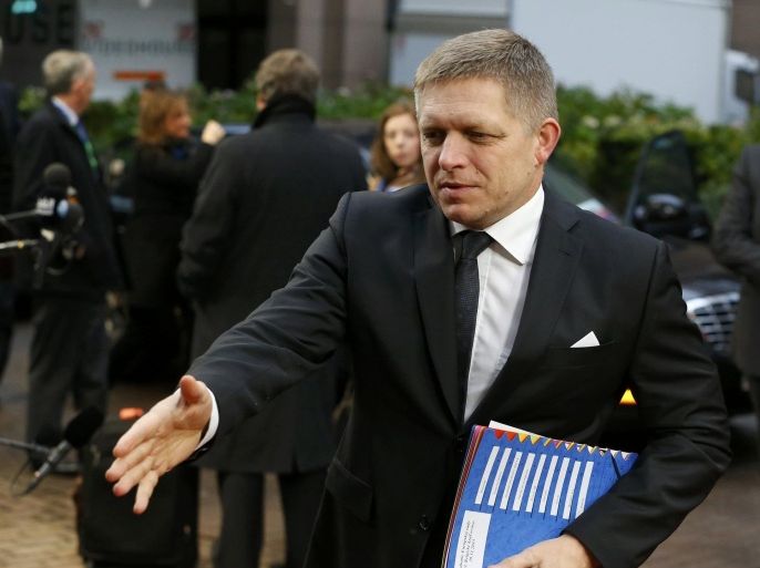 Slovakian Prime Minister Robert Fico arrives at the EU-Turkey summit in Brussel, Belgium, at which the EU will seek Turkish help to slow the influx of migrants into southeastern Europe, November 29, 2015. REUTERS/Yves Herman