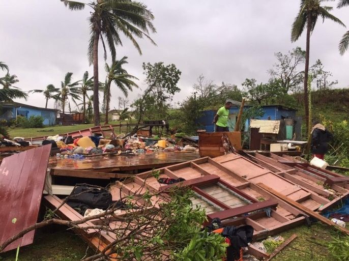 A handout imaged obtained on 21 February 2016 shows scenes of Tropical Cyclone Winston's destruction in Ba, Fiji. Category 5 Tropical Cyclone Winston made landfall in Fiji on 20 February. EPA/Naziah Ali / HANDOUT