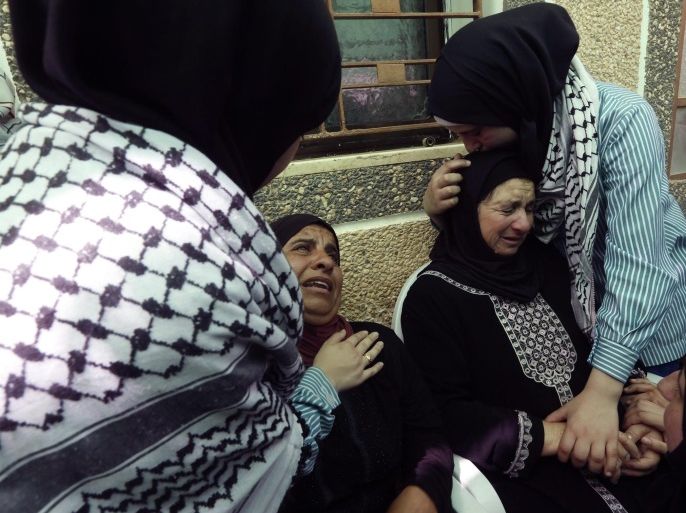 Palestinian women weep during the funeral of Riham Dawabsha at Douma village near the west bank city of Nablus, 07 September 2015. Riham succumbed to her wounds late 06 September more than five weeks after she suffered third degree burns affecting about 90 per cent of her body following a settler attack on her family home in Douma. Her 18-month old son Ali was killed in the attack, while her husband, Saad, succumbed to his wounds a week later. Her four-year-old son Ahma