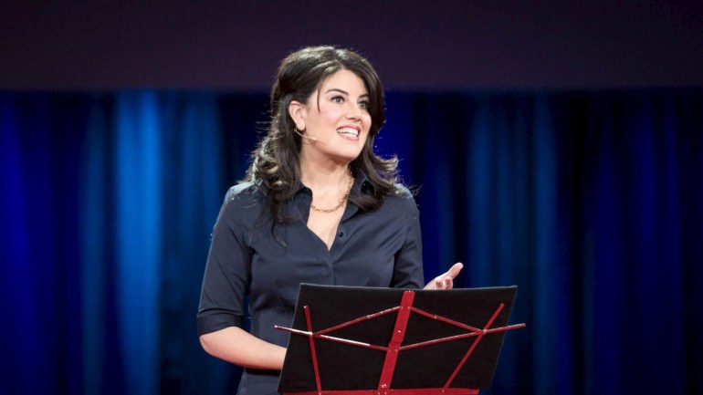 Former White House intern Monica Lewinsky speaks at the TED2015 conference in Vancouver, Canada March 19, 2015. James Duncan Davidson/TED/REUTERS/Handout via Reuters NO SALES. NO ARCHIVES. FOR EDITORIAL USE ONLY. NOT FOR SALE FOR MARKETING OR ADVERTISING CAMPAIGNS. THIS IMAGE HAS BEEN SUPPLIED BY A THIRD PARTY. IT IS DISTRIBUTED, EXACTLY AS RECEIVED BY REUTERS, AS A SERVICE TO CLIENTS. NO COMMERCIAL USE.
