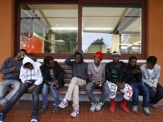 Young migrants hang out at the CCAS (Community Centre for Social Action) reception centre in Sainte-Marie-La-Mer, next to Perpignan, Southern France, 04 November 2016. The migrants arrived following the recently demolished 'Jungle' migrant camp, after a massive operation to clear the settlement, in Calais.