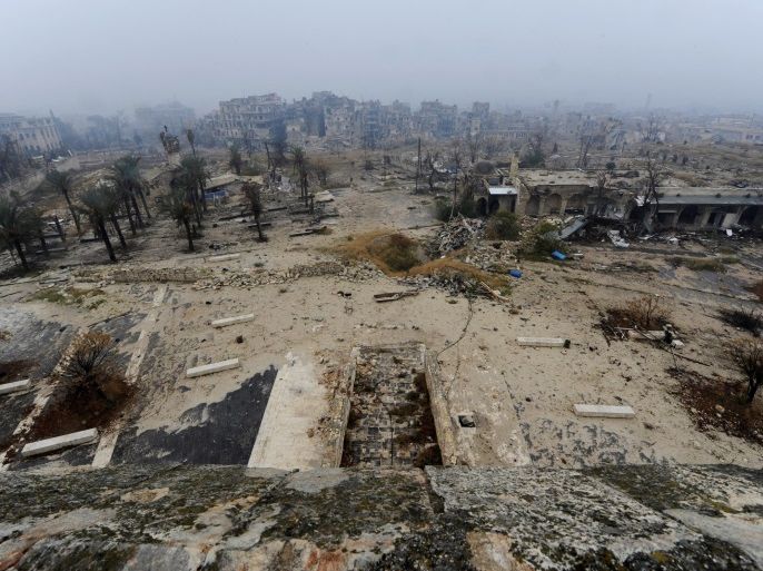 A view shows the damage as seen from Aleppo's historic citadel, during a media tour, Syria December 13, 2016. REUTERS/Omar Sanadiki
