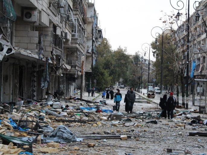 The inhabitants of the eastern neighborhoods of the northern city of Aleppo are seen inspecting their belongings and houses, Syria, on 14 December 2016. The Syrian army claims they have managed to expel rebels from almost 99 percent of the eastern neighborhoods that have been under the rebels’ control since 2012.