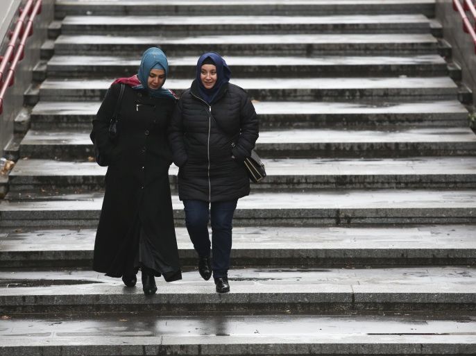 VIENNA, AUSTRIA - DECEMBER 01: Women wearing headscarves walk on the street on December 1, 2016 in Vienna, Austria. Polls indicate that right-wing populist presidential candidate Norbert Hofer has a strong chance of winning presidential elections scheduled for December 4. Hofer has in his campaign rhetoric warned of criminal immigrants and stated that Islam shall not be a part of Austria. He has also courted right-wing media and openly worn the cornflower, an early-20th century symbol of a pan-German empire. Two leading members of his party, the Austria Freedom Party (FPOe), have past ties to neo-Nazi groups and the party includes supporters who advocate the return of South Tyrol, which became part of Italy after World War I. (Photo by Alex Domanski/Getty Images)