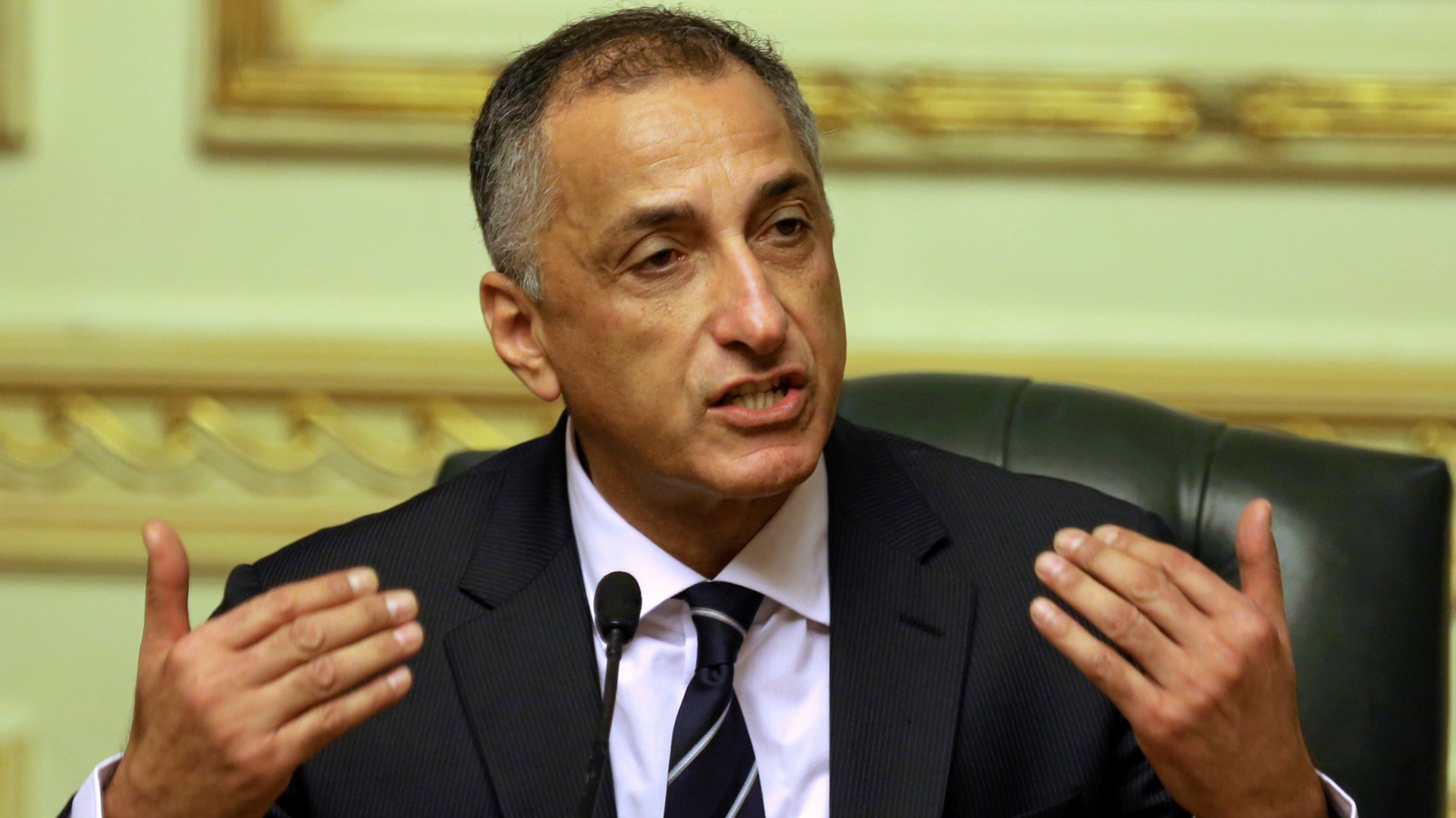 طارق عامر محافظ البنك المركزي المصري خلال إحدى المؤتمرات الصحفية  (رويترز)