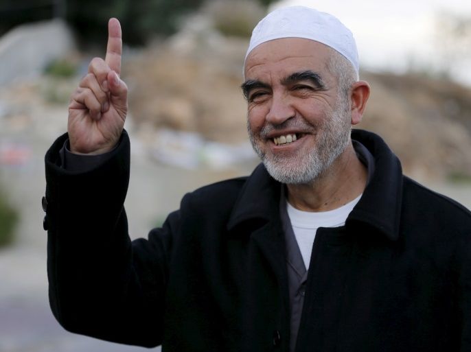 Sheikh Raed Salah, leader of the The Islamic Movement northern branch in Israel poses for a photo after Israel outlawed the Movement today in Nazareth, November 17, 2015. Israel on Tuesday outlawed an Islamist group it says has played a central role in stirring up violence over a Jerusalem holy site in a wave of bloodshed that began seven weeks ago. The decision by Israel's security cabinet, accompanied by police raids on the offices of the Islamic Movement's northern branch, were some of the strongest actions in years against a prominent organisation of the country's Arab minority. REUTERS/Ammar Awad