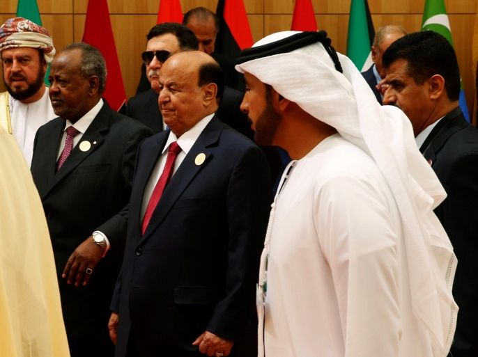 Yemen's President Abd-Rabbu Mansour Hadi (C) attends the 28th Ordinary Summit of the Arab League at the Dead Sea, Jordan March 29, 2017. REUTERS/Mohammad Hamed