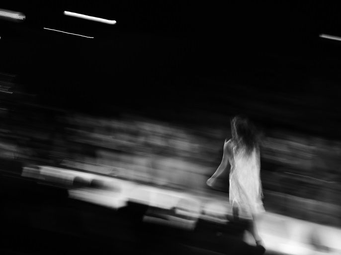 BERLIN, GERMANY - JUNE 29: (EDITOR«S NOTE: This image has been converted from color to black and white and was created by using in camera multiple exposure) A model walks the runway during the Anja Gockel show at the Mercedes-Benz Fashion Week Berlin Spring/Summer 2017 at Erika Hess Eisstadion on June 28, 2016 in Berlin, Germany. (Photo by Alexander Koerner/Getty Images for IMG)
