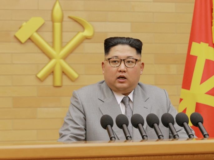 FILE PHOTO: North Korea's leader Kim Jong Un speaks during a New Year's Day speech in this photo released by North Korea's Korean Central News Agency (KCNA) in Pyongyang on January 1, 2018. KCNA/via REUTERS/File Photo ATTENTION EDITORS - THIS PICTURE WAS PROVIDED BY A THIRD PARTY. REUTERS IS UNABLE TO INDEPENDENTLY VERIFY THE AUTHENTICITY, CONTENT, LOCATION OR DATE OF THIS IMAGE. NO THIRD PARTY SALES. NOT FOR USE BY REUTERS THIRD PARTY DISTRIBUTORS. SOUTH KOREA OUT.