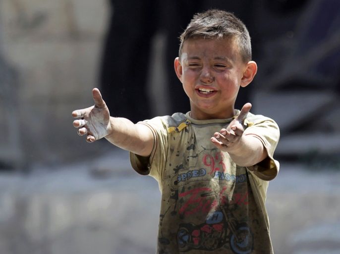 مدونات - طفل يبكي سوريا إدلب