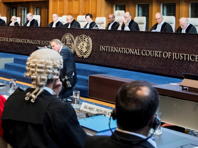 Members of the International Court of Justice attend a hearing for alleged violations of the 1955 Treaty of Amity, Iran vs U.S., in the court room of the International Court in The Hague, Netherlands August 27, 2018. REUTERS/Piroschka van de Wouw