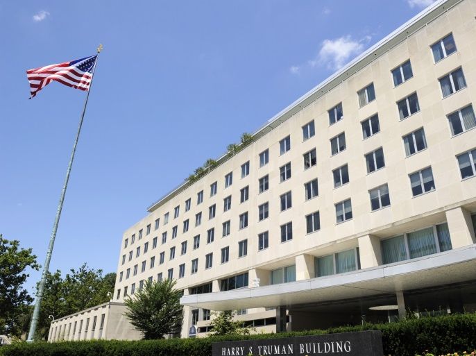 epa06150179 (FILE) - A file picture dated 29 July 2013 shows an exterior view on the Harry S. Truman building, the headquarters of the US State Department, in Washington, DC, USA (reissued 18 August 2017). According to reports from 18 August 2017, technicians of the US Department of State arte working to fix a world-wide outage of its unclassified email system. EPA/MIKE THEILER