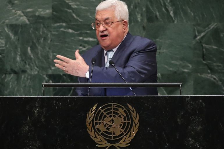 NEW YORK, NY - SEPTEMBER 27: Palestinian President Mahmoud Abbas addresses the United Nations General Assembly on September 27, 2018 in New York City. World leaders gathered for the 73rd annual meeting at the UN headquarters in Manhattan. John Moore/Getty Images/AFP== FOR NEWSPAPERS, INTERNET, TELCOS & TELEVISION USE ONLY ==