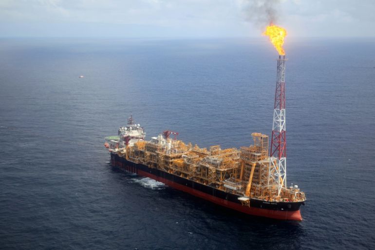Kaombo Norte floating oil platform is seen from a helicopter off the coast of Angola, November 8, 2018. Picture taken November 8, 2018. REUTERS/Stephen Eisenhammer
