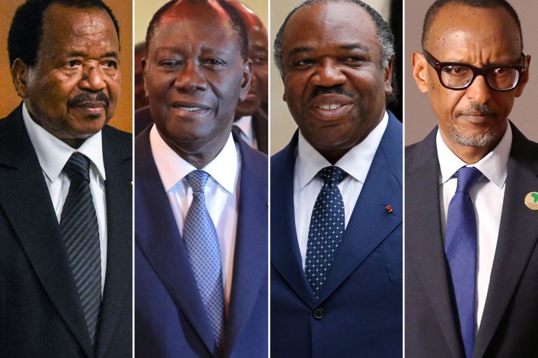 كومبو يجمع كل من Paul Kagame و Ali Bongo Ondimba و Alassane Ouattara و Paul Biya