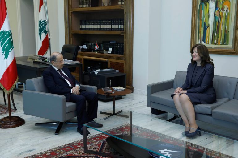 لقاء الرئيس اللبناني والسفيرة الأميركية في بيروت