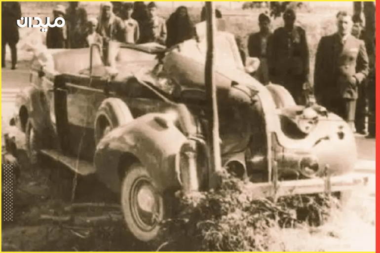 مقتل الملك غازي على إثر اصطدام سيارته التي يقودها بنفسه بالعمود الكهربائي الواقع بالقرب من قصر الحارثية