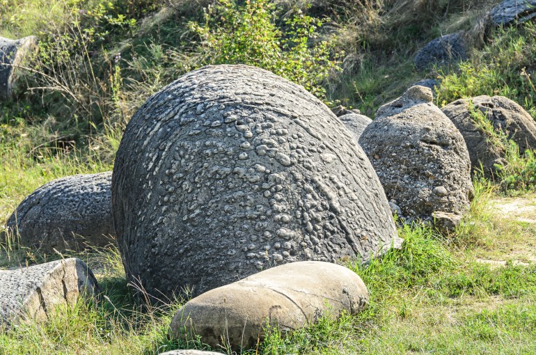 Concretions growing up, old trovant natural formed, cement sand, Romania Europe, close up.; Shutterstock ID 789046975; Department: -