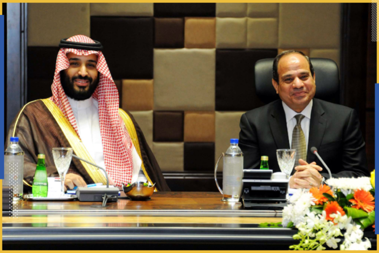 epa04704824 A handout picture released by the Egyptian Presidency shows Egyptian President Abdel Fattah al-Sisi (R) meeting with Saudi Defence Minister Prince Mohammed bin Salman bin Abdul Aziz al-Saud (L) in Cairo, Egypt, 14 April 2015. EPA/EGYPTIAN PRESIDENCY / HANDOUT HANDOUT EDITORIAL USE ONLY