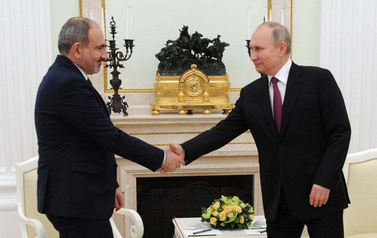 Russia's President Putin meets with Armenia's Prime Minister Pashinyan in Moscow