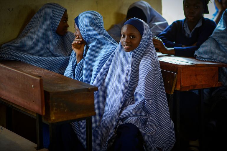 طالبات في مدرسة في الجزء الشمالي من نيجيريا كادونا في 30 يوليو 2013