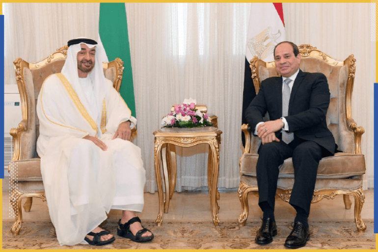 Egyptian President Abdel Fattah al-Sisi meets with Abu Dhabi's Crown Prince Sheikh Mohammed bin Zayed al-Nahyan upon his arrival at Borg El Arab Airport in Alexandria, Egypt, March 27, 2019, in this handout picture courtesy of the Egyptian Presidency. The Egyptian Presidency/Handout via REUTERS ATTENTION EDITORS - THIS IMAGE WAS PROVIDED BY A THIRD PARTY