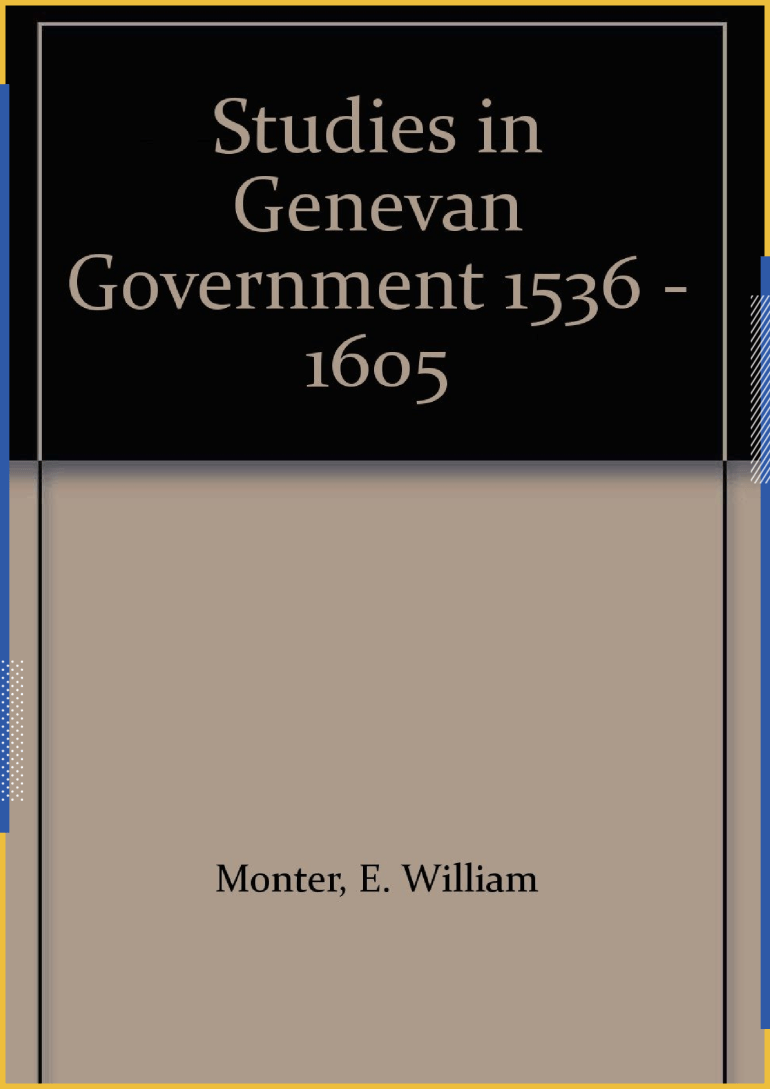 كتاب "دراسات في حكومة جنيف" ويليام مونتير 