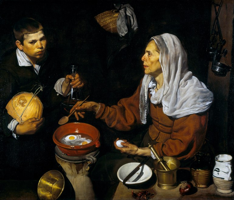 لوحة الرسّام الأسباني دييجو فيلاثكيز "سيدة مُسنّة تقلي بيض"