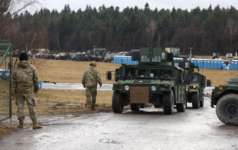 U.S. Army's 82nd Airborne Division, deployed to Poland to reassure NATO allies, near Arlamow