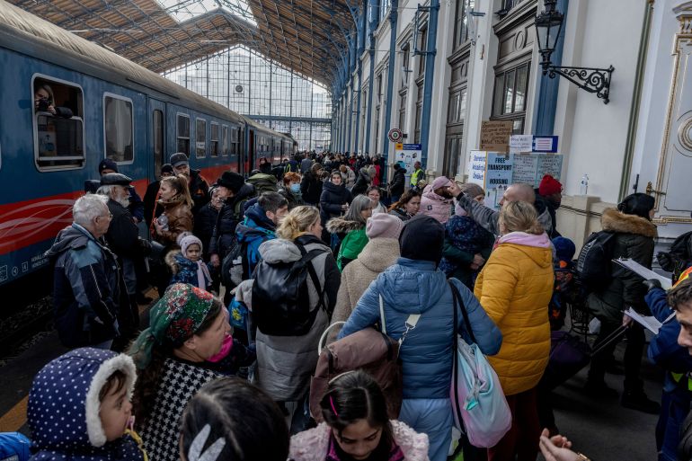 Ukrainian Women And Children Arrive In Budapest Fleeing Russian Invasion
