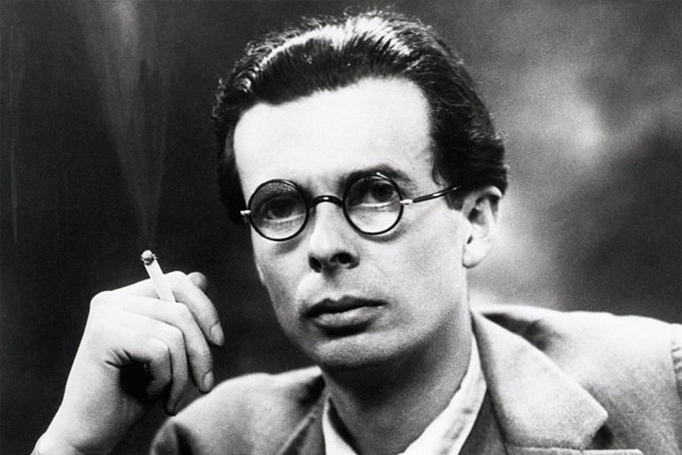 (Original Caption) 1946: Portrait of Aldous Huxley (1894-1963), novelist and essayist smoking a cigarette. BPA2 #302