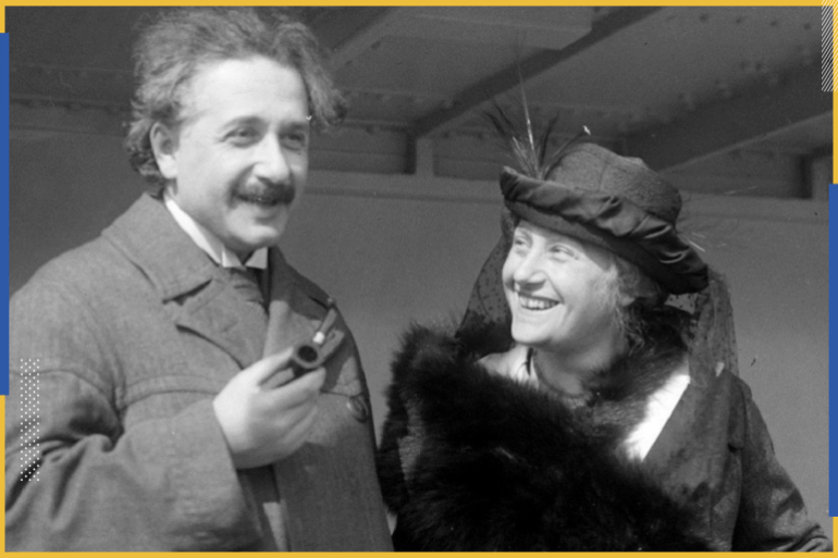 اينشتاين مع زوجته إلسا (مواقع التواصل)