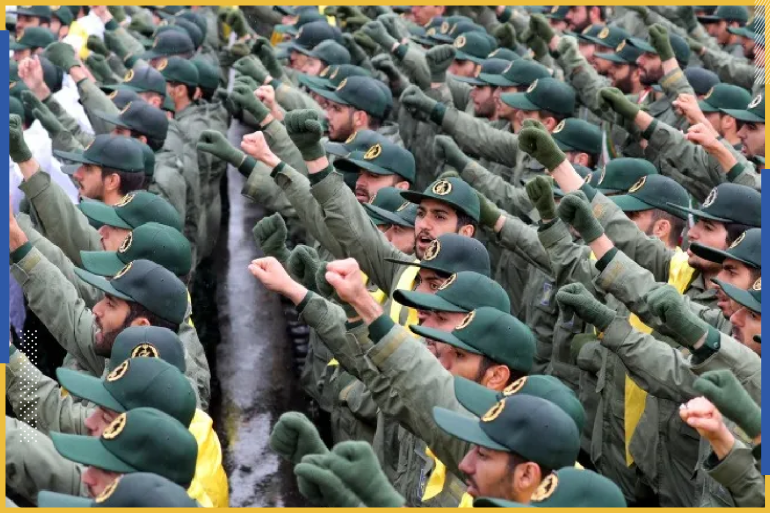 epa07367777 (FILE) - Members of Iranian revolutionary guards corps (IRGC) shout slogans during a ceremony marking the 40th anniversary of the 1979 Islamic revolution, at the Azadi (Freedom) square in Tehran, Iran, 11 February 2019 (Reissued 13 February 2019). According to IRGC official website (Sepahnews), a bombing that targeted a bus carrying members of Iran's Revolutionary Guard in the country's far southeast has killed at least 27 and injured 13. EPA-EFE/ABEDIN TAHERKENAREH
