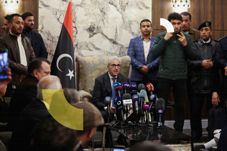 Fathi Bashagha, designated as prime minister by the parliament, delivers a speech at Mitiga International Airport, in Tripoli, Libya February 10, 2022. Picture taken February 10, 2022. REUTERS/Hazem Ahmed REFILE - CLARIFYING TITLE