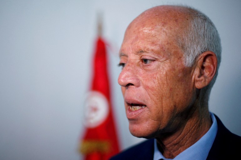 FILE PHOTO: Presidential candidate Kais Saied speaks during an interview with Reuters, as the country awaits the official results of the presidential election, in Tunis, Tunisia September 17, 2019. REUTERS/Muhammad Hamed//File Photo