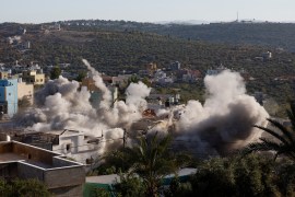 Israeli forces blow up the house of assailant Palestinian militant Yahya Mari, in Qarawat Bani Hassan in the Israeli-occupied West Bank