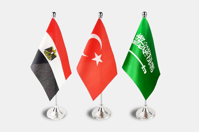 أعلام السعودية وتركيا ومصر