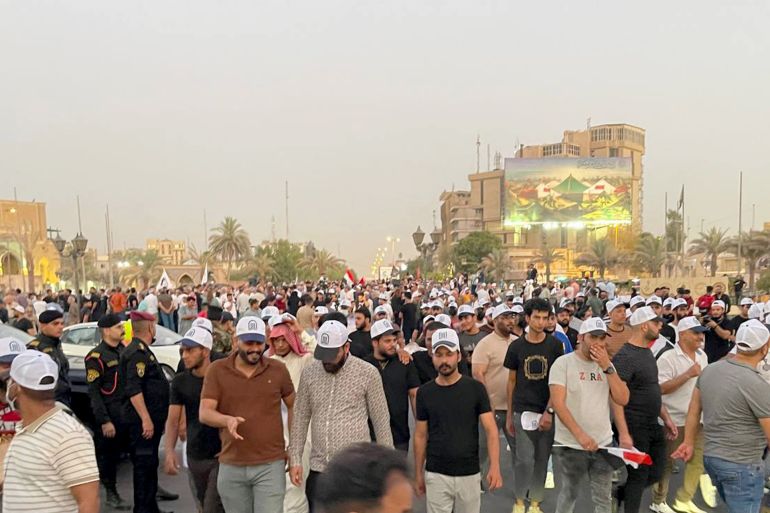 مظاهرة لقوى تشرين في بغداد في ساحة الفردوس بتاريخ 2022/8/12 مواقع التواصل الاجتماعي