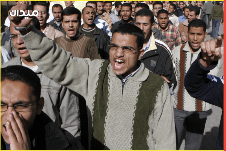 Students belonging to the Muslim Brotherhood at Al-Azhar University demonstrate in Cairo December 6, 2007, against the recent arrest of 25 of their fellow students by the state security force. REUTERS/Nasser Nuri(EGYPT)