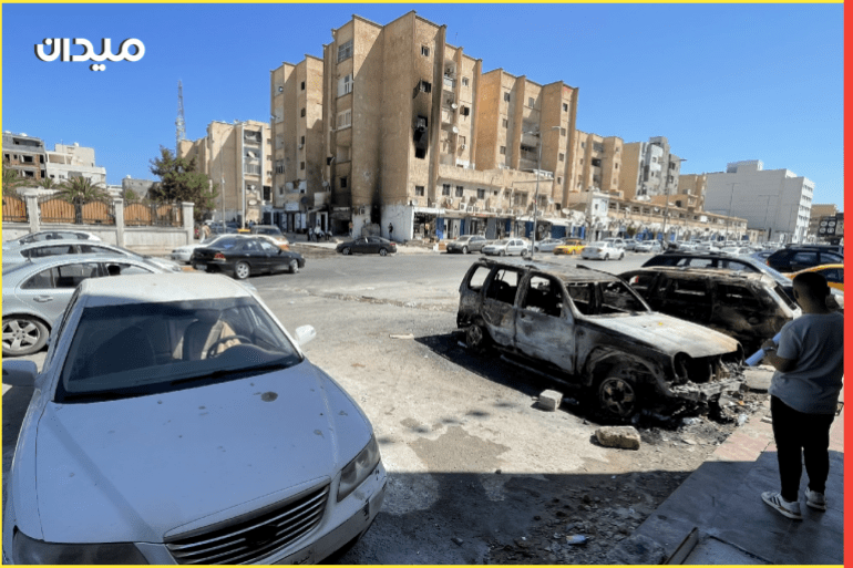 Following clashes between rival militias in Libya’s capital Tripoli- - TRIPOLI, LIBYA - AUGUST 30: Damaged vehicles are seen after clashes between two rival militias took part in the Libyan capital Tripoli on August 30, 2022.
