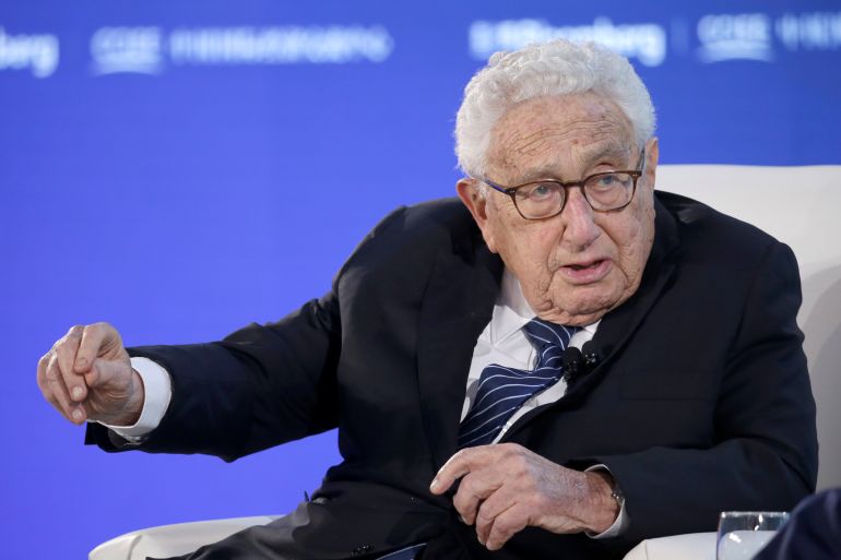 Former U.S. Secretary of State Henry Kissinger attends a conversation at the 2019 New Economy Forum in Beijing