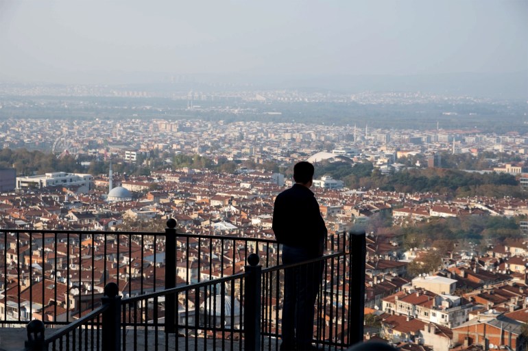 Rear View Of Man Looking At Cityscape Against Sky - Photo taken in Bursa, Turkey بورصة - تركيا gettyimages-1299058310