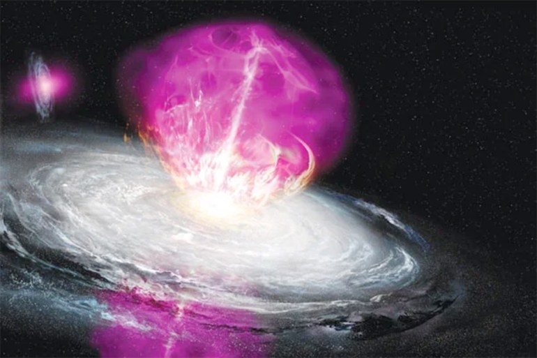 ظاهرة فقاعات فيرمي Fermi bubbles في مركز مجرتنا - الصورة من c.scientificamerican.com